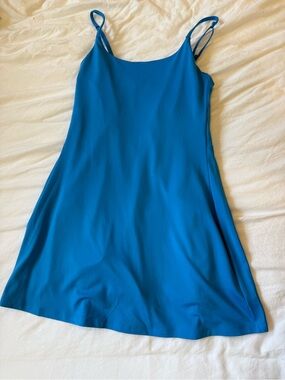 girlfriend collective Teal Blue Slip Dress